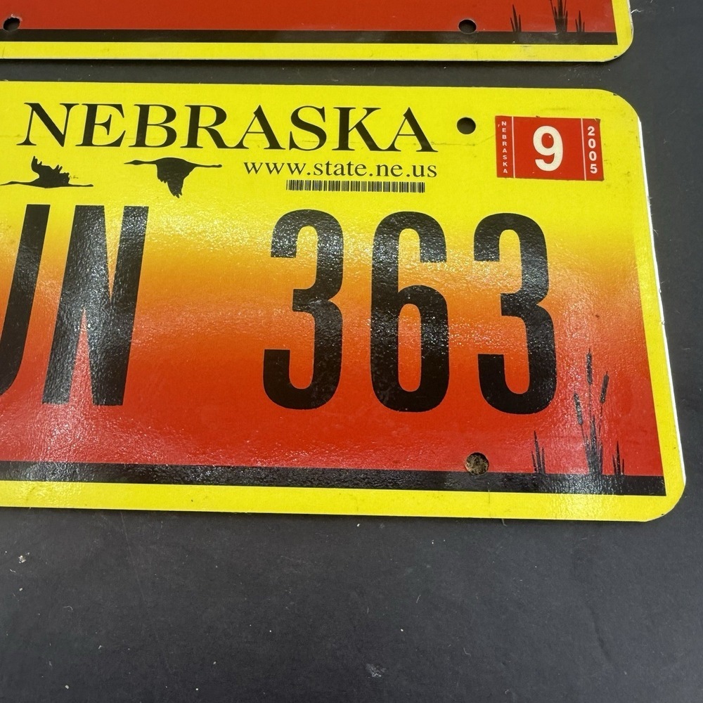 2005 Nebraska License Plate Plates PAIR / SET OJN 363 sarpy - Picture 3 of 6